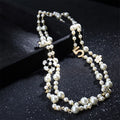 long pendants layered Camellia pearl necklace collares de moda flower party jewelry