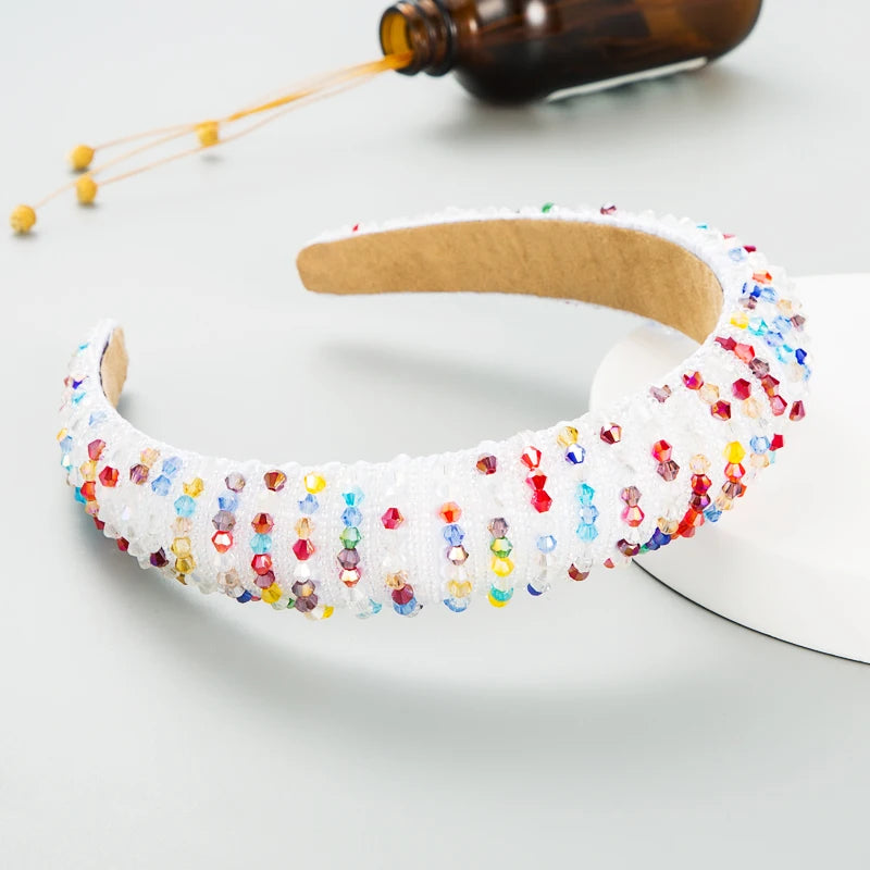 Handwoven Crystal Hair Bands From Europe And America, Women's Baroque Sponge Thickened Headband, Simple Hair Accessories