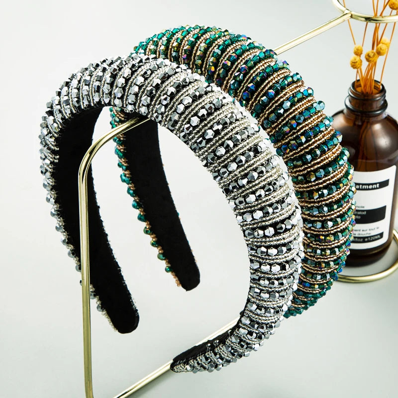 Handwoven Crystal Hair Bands From Europe And America, Women's Baroque Sponge Thickened Headband, Simple Hair Accessories