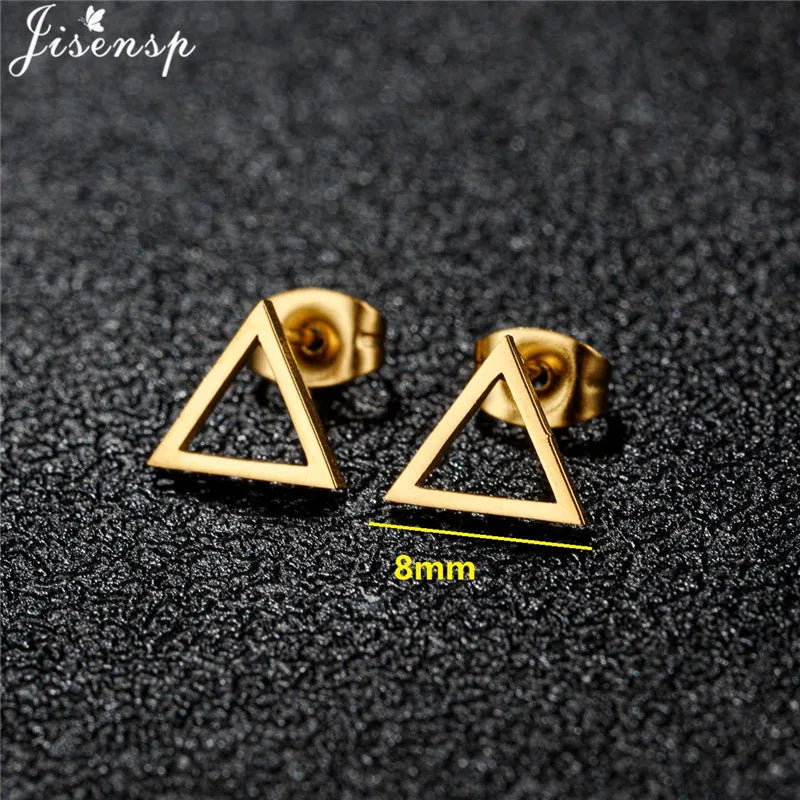 Tiny Stainless Steel Geometric Stud Earrings for Women Minimalist Round Star Moon Ear Studs Cross Heart Earings Punk Pendientes