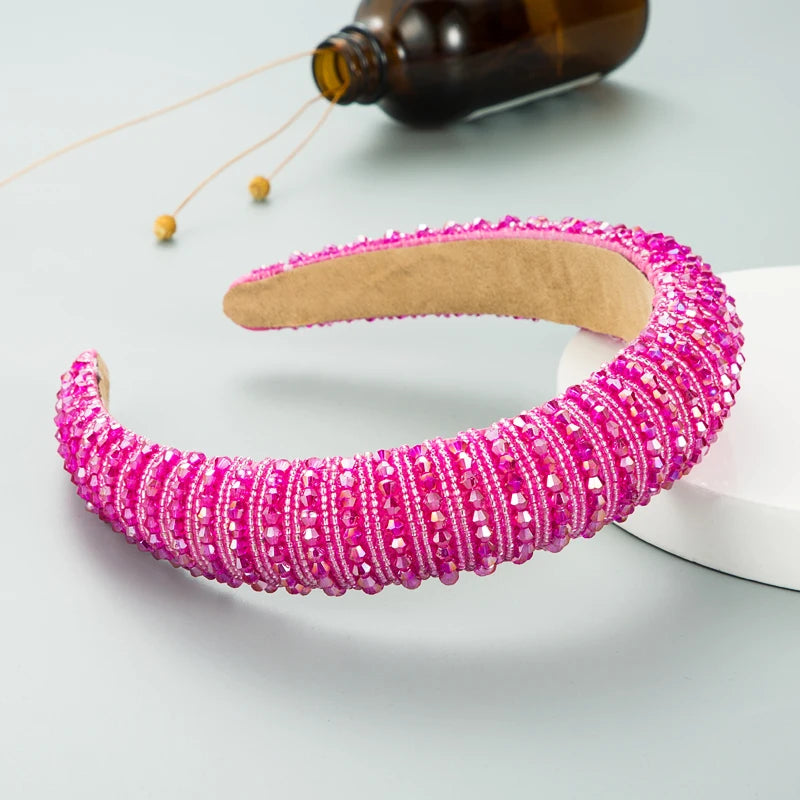 Handwoven Crystal Hair Bands From Europe And America, Women's Baroque Sponge Thickened Headband, Simple Hair Accessories