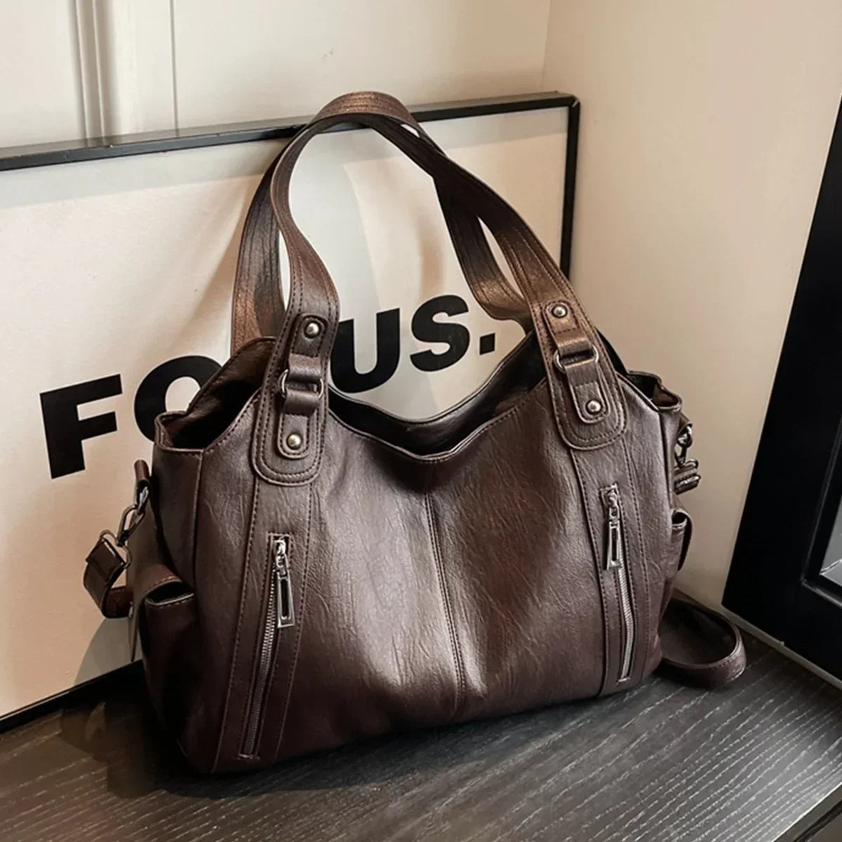 Soft Interior Compartment Shoulder Bags 2026 High Quality Contrasting Colors Bags for Women Fashion Zipper PU Women's Handbags