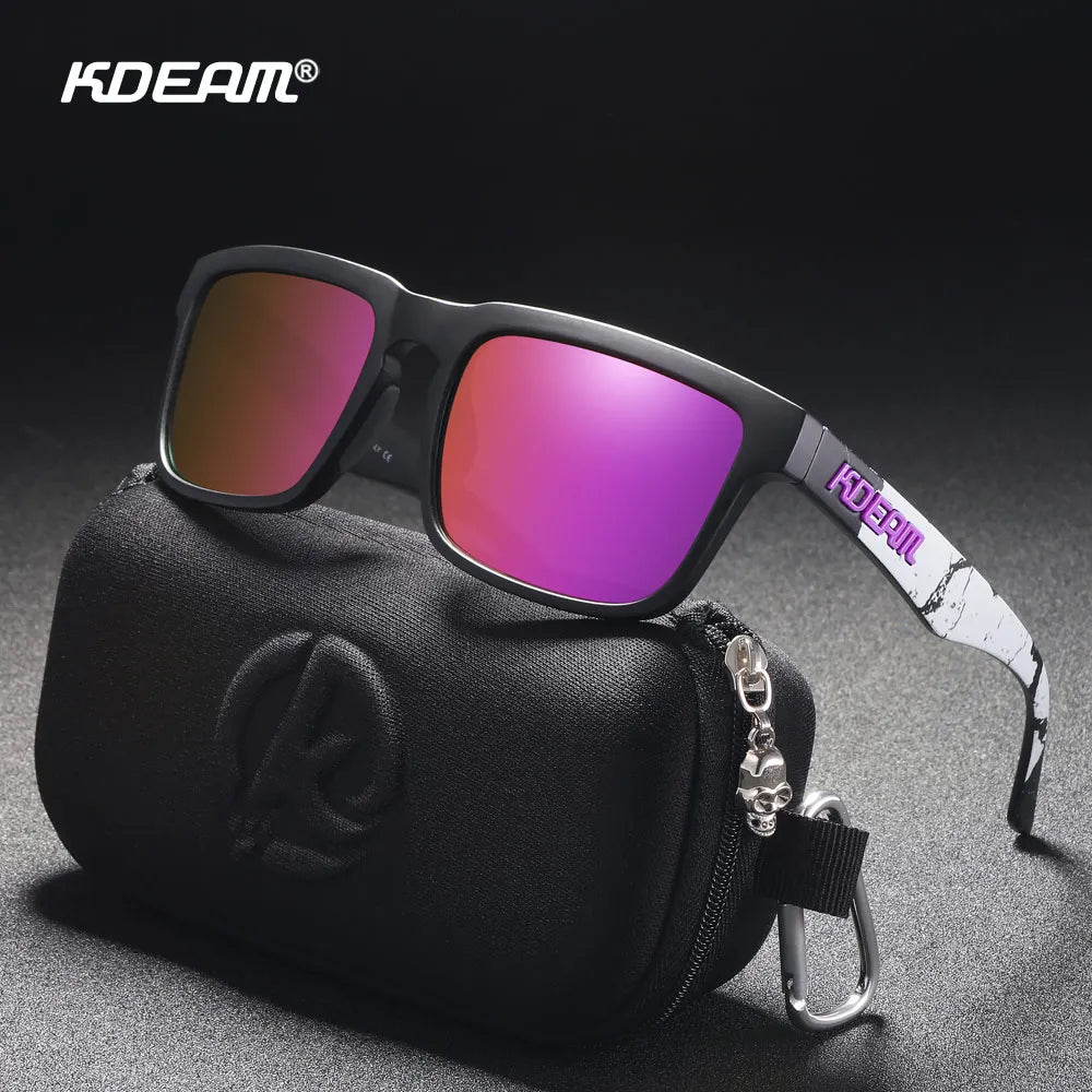 KDEAM Original Design Luxury Men Polarized Sunglasses Sports Driving Square Sun Glasses Fashion Women Shades ColorfulEyewear