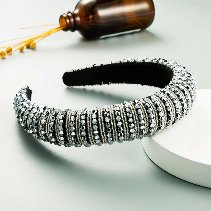 Handwoven Crystal Hair Bands From Europe And America, Women's Baroque Sponge Thickened Headband, Simple Hair Accessories