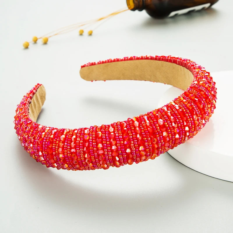 Handwoven Crystal Hair Bands From Europe And America, Women's Baroque Sponge Thickened Headband, Simple Hair Accessories