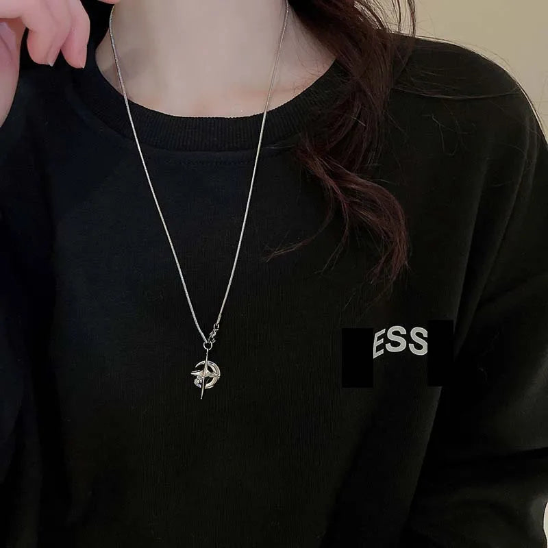 Fashion Shine Crystal Star Star Pendants Necklace For Girl Women Chains Personality Aesthetic Design Necklaces Y2k Jewelry 2023