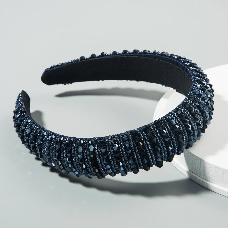 Handwoven Crystal Hair Bands From Europe And America, Women's Baroque Sponge Thickened Headband, Simple Hair Accessories