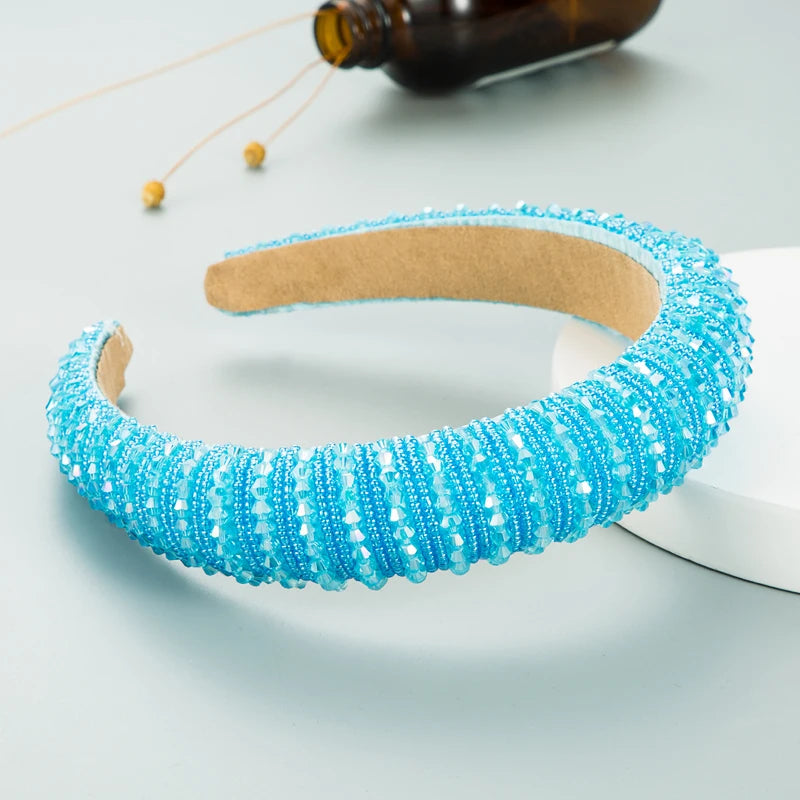 Handwoven Crystal Hair Bands From Europe And America, Women's Baroque Sponge Thickened Headband, Simple Hair Accessories