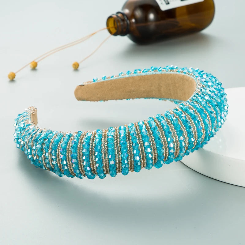 Handwoven Crystal Hair Bands From Europe And America, Women's Baroque Sponge Thickened Headband, Simple Hair Accessories