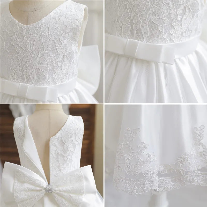 Baby Girl Lace Dresses Infant Flower Wedding Dress Elegant Princess Party Tutu Toddler Kid Birthday Baptism Formal Gala Clothing