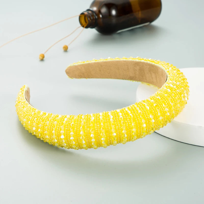 Handwoven Crystal Hair Bands From Europe And America, Women's Baroque Sponge Thickened Headband, Simple Hair Accessories
