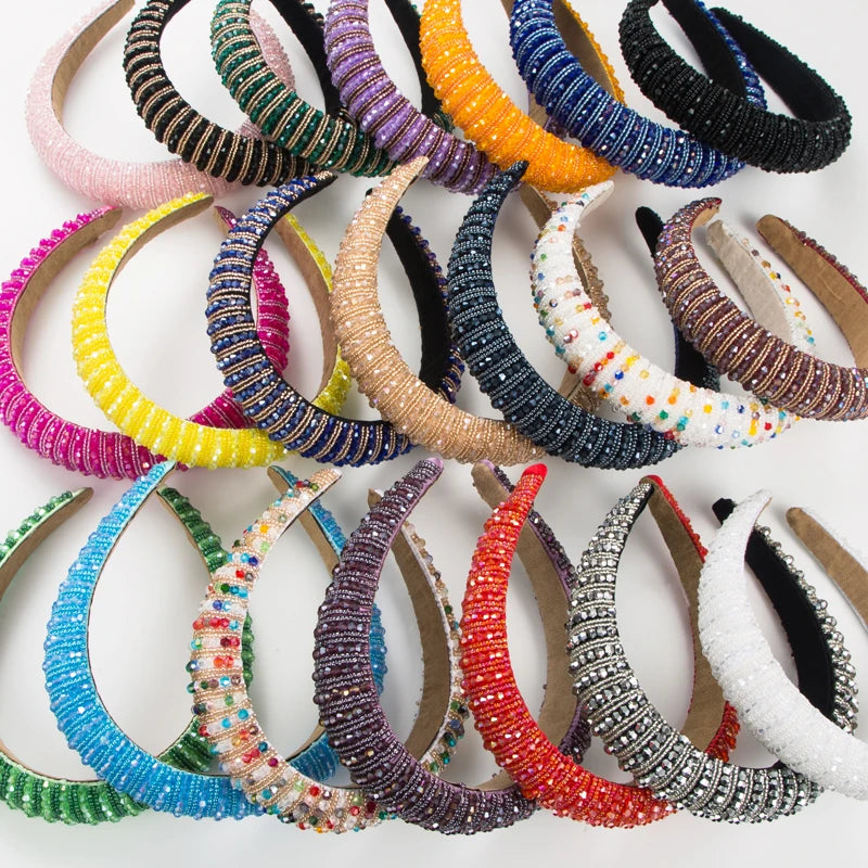 Handwoven Crystal Hair Bands From Europe And America, Women's Baroque Sponge Thickened Headband, Simple Hair Accessories