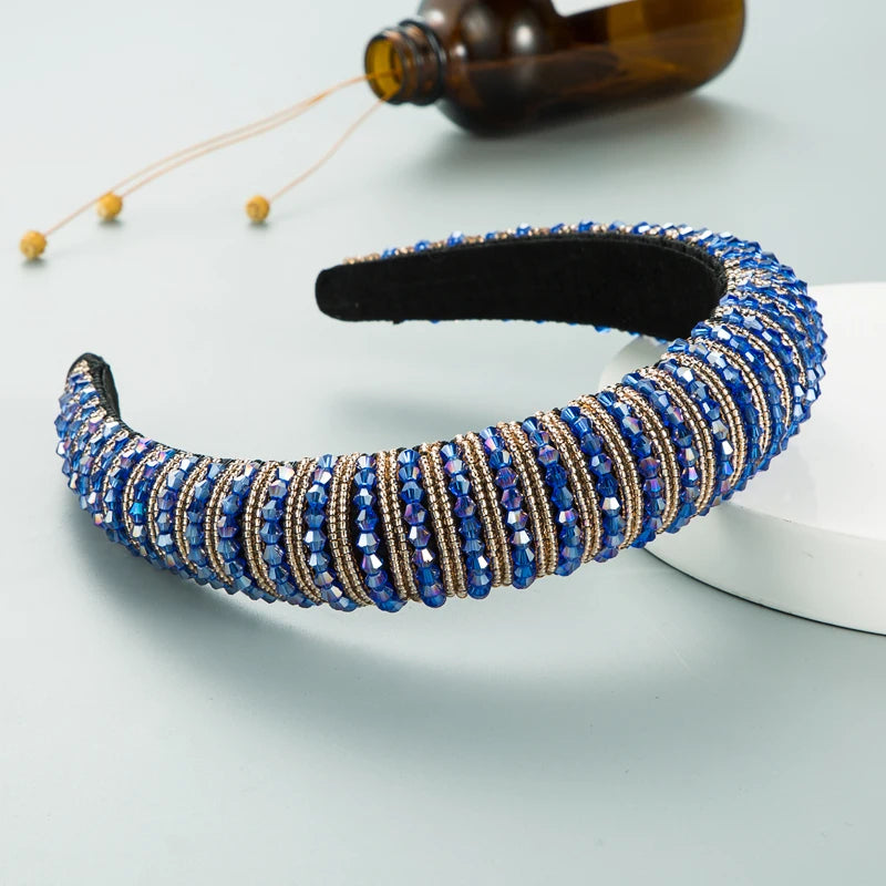 Handwoven Crystal Hair Bands From Europe And America, Women's Baroque Sponge Thickened Headband, Simple Hair Accessories
