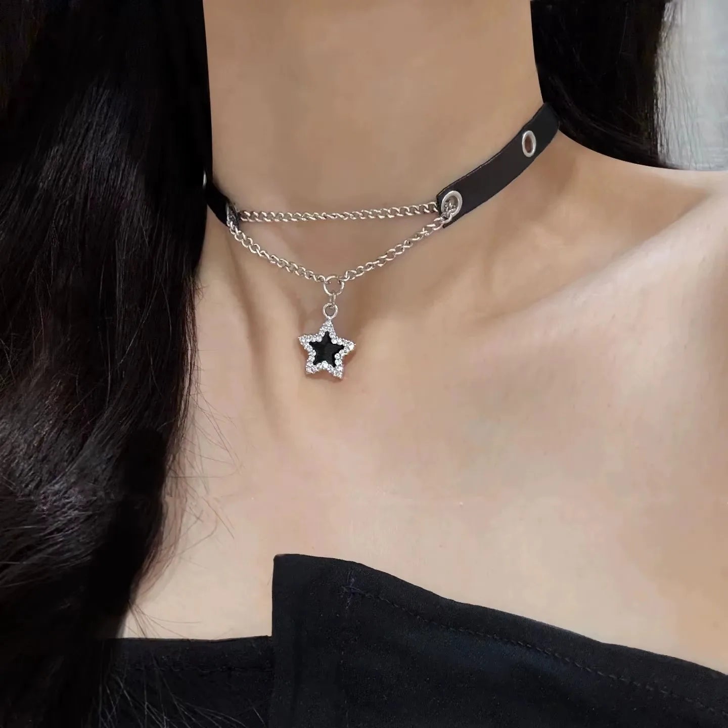 Goth Y2K Vintage Black Heart Cross Pendant Chain Choker Necklace For Men Women Hip Hop Rock Punk 90s Grunge Jewelry Accessories