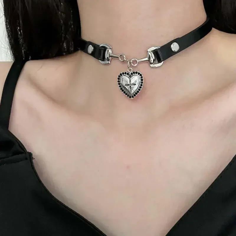 Gothic Y2K Red Butterfly Star Heart Cross Pendant Ghost Claw Choker Charms Necklaces Women Aesthetic Accessories Grunge Jewelry