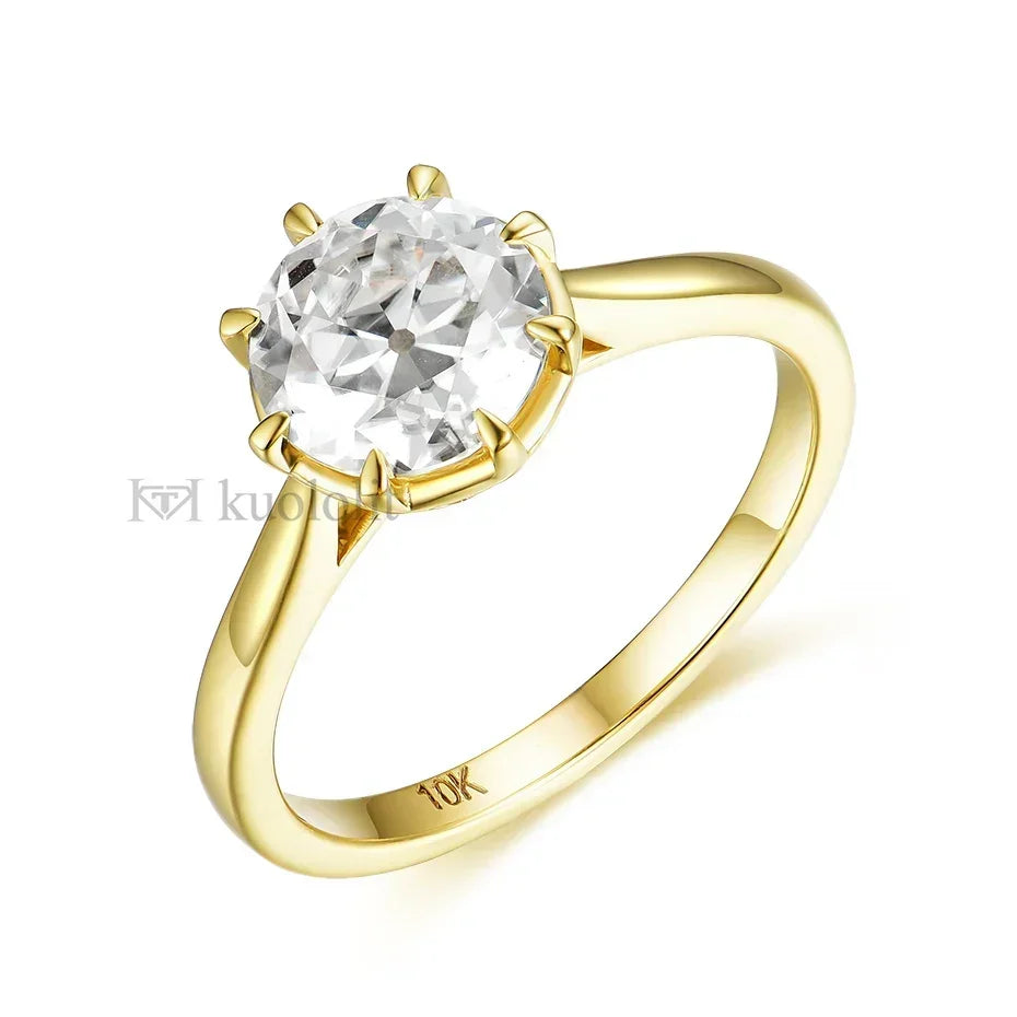 Kuololit 2CT OEC Moissanite 585 14K 10K Yellow Gold Rings for Women Solitaire Luxury Ring for Engagement Wedding Christmas Gifts