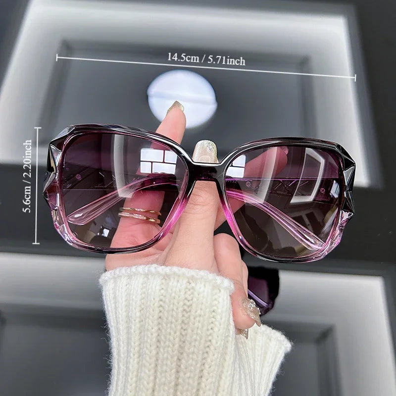 Vintage Oversized Sunglasses Women Brand Big Frame Retro Sun Glasses Female Fashion Shades Black Gradient