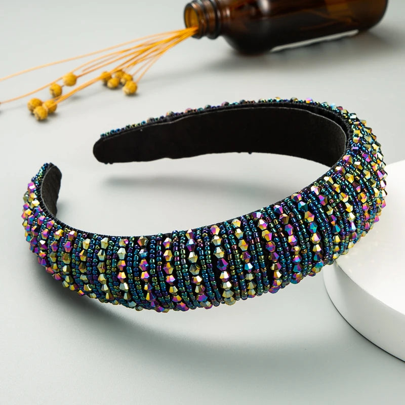 Handwoven Crystal Hair Bands From Europe And America, Women's Baroque Sponge Thickened Headband, Simple Hair Accessories