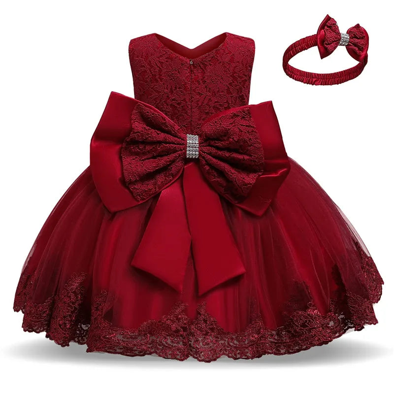 Baby Girl Lace Dresses Infant Flower Wedding Dress Elegant Princess Party Tutu Toddler Kid Birthday Baptism Formal Gala Clothing