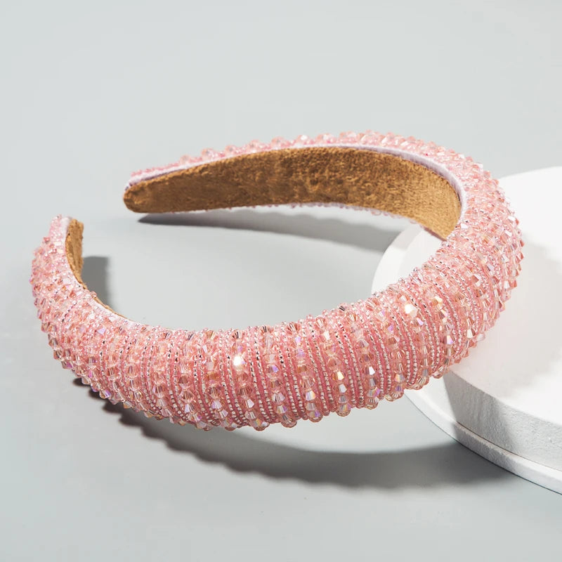 Handwoven Crystal Hair Bands From Europe And America, Women's Baroque Sponge Thickened Headband, Simple Hair Accessories