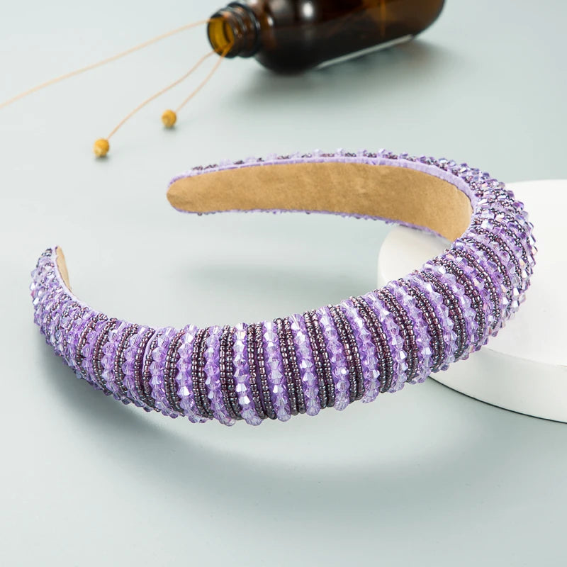 Handwoven Crystal Hair Bands From Europe And America, Women's Baroque Sponge Thickened Headband, Simple Hair Accessories