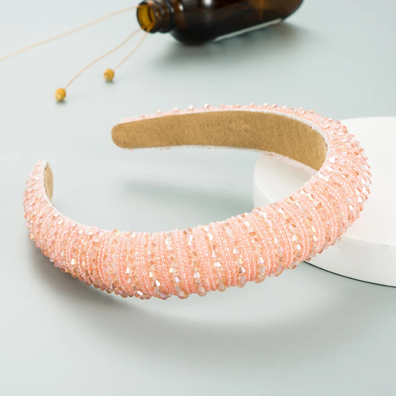 Handwoven Crystal Hair Bands From Europe And America, Women's Baroque Sponge Thickened Headband, Simple Hair Accessories