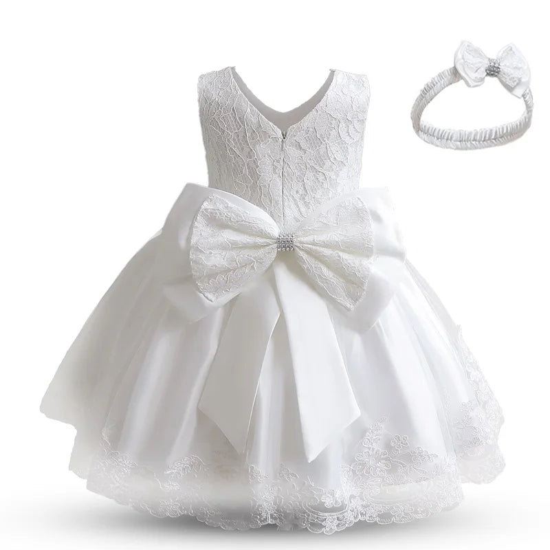 Baby Girl Lace Dresses Infant Flower Wedding Dress Elegant Princess Party Tutu Toddler Kid Birthday Baptism Formal Gala Clothing