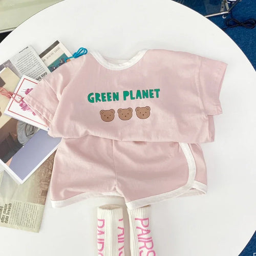 2pcs set T-shirts and Pants Green Planet