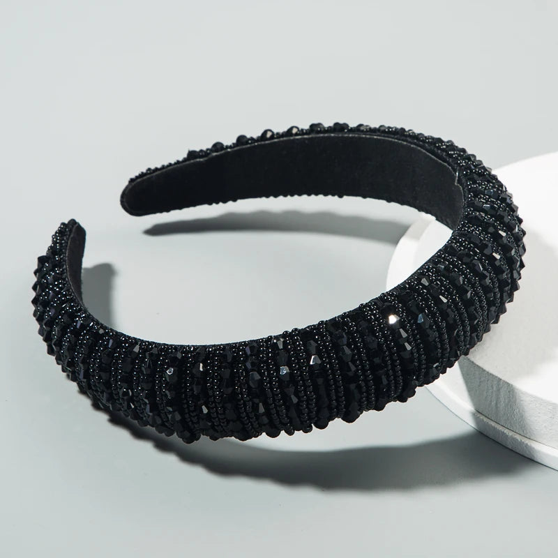 Handwoven Crystal Hair Bands From Europe And America, Women's Baroque Sponge Thickened Headband, Simple Hair Accessories