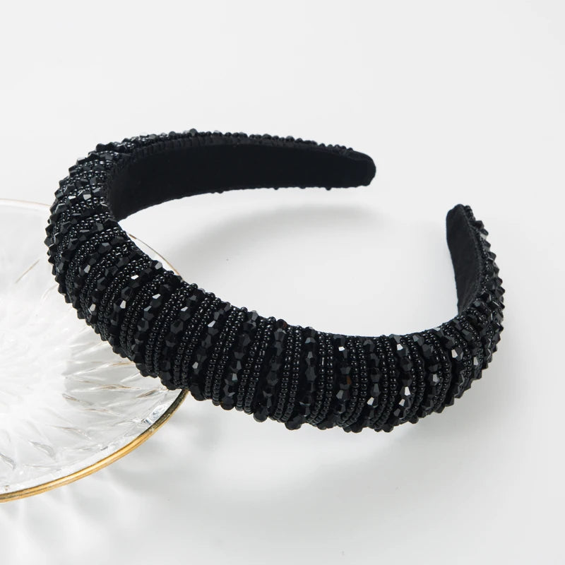 Handwoven Crystal Hair Bands From Europe And America, Women's Baroque Sponge Thickened Headband, Simple Hair Accessories