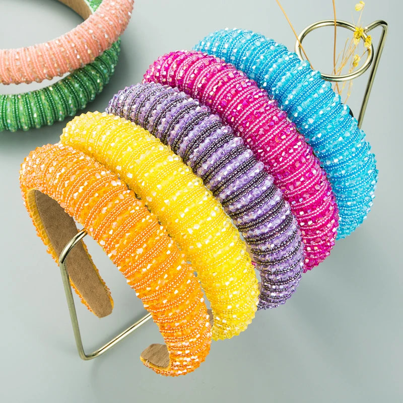 Handwoven Crystal Hair Bands From Europe And America, Women's Baroque Sponge Thickened Headband, Simple Hair Accessories