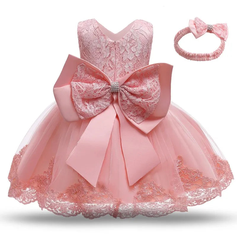 Baby Girl Lace Dresses Infant Flower Wedding Dress Elegant Princess Party Tutu Toddler Kid Birthday Baptism Formal Gala Clothing