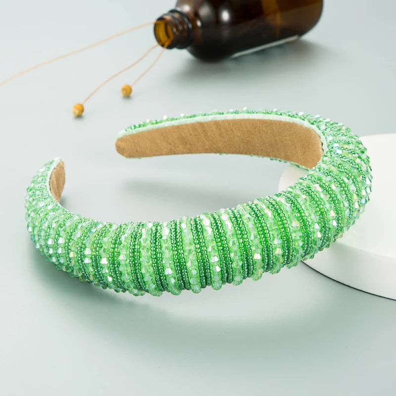 Handwoven Crystal Hair Bands From Europe And America, Women's Baroque Sponge Thickened Headband, Simple Hair Accessories