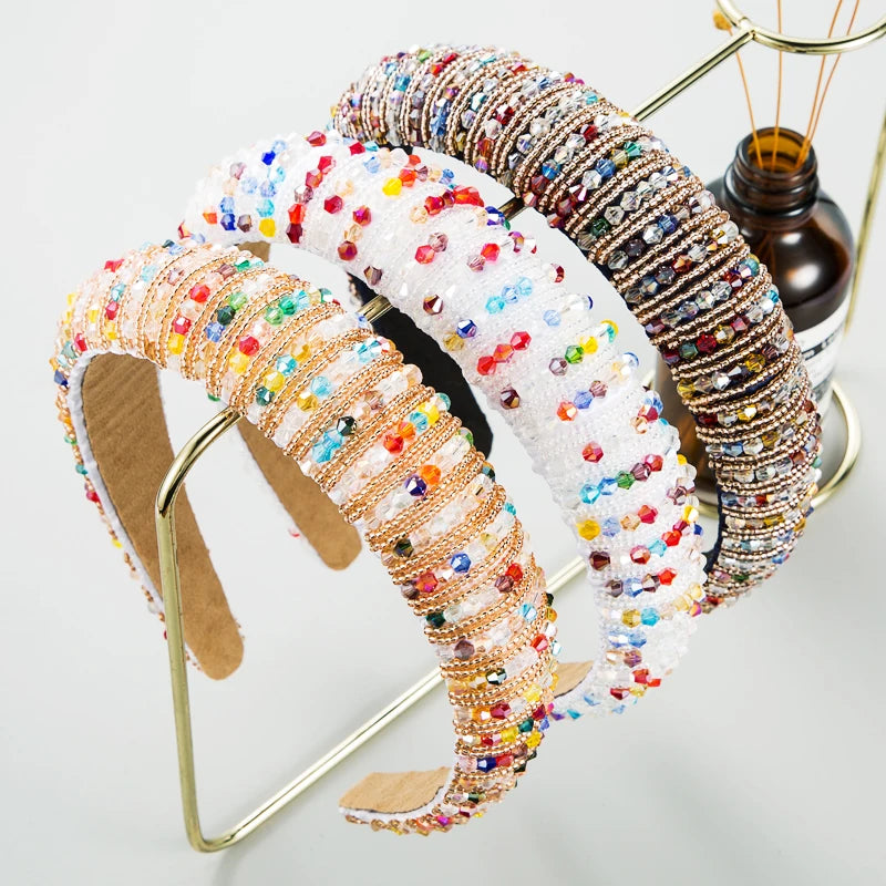 Handwoven Crystal Hair Bands From Europe And America, Women's Baroque Sponge Thickened Headband, Simple Hair Accessories