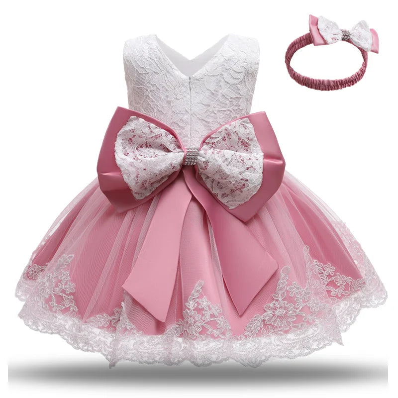 Baby Girl Lace Dresses Infant Flower Wedding Dress Elegant Princess Party Tutu Toddler Kid Birthday Baptism Formal Gala Clothing
