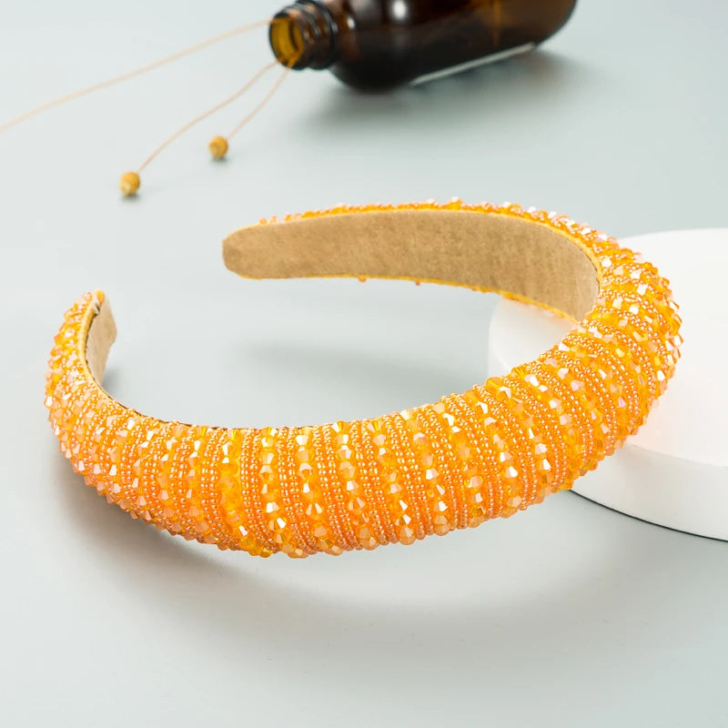 Handwoven Crystal Hair Bands From Europe And America, Women's Baroque Sponge Thickened Headband, Simple Hair Accessories
