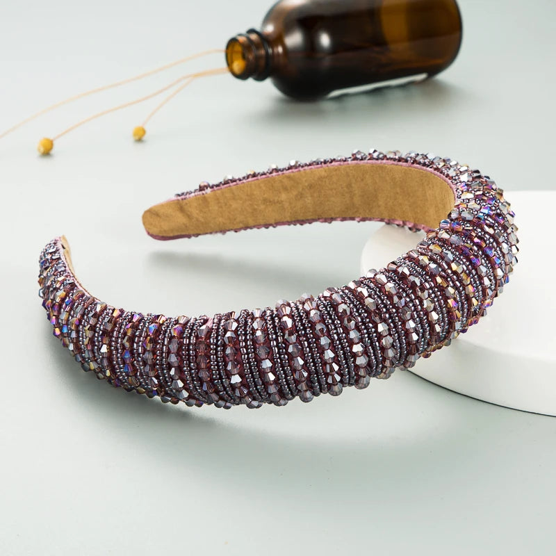 Handwoven Crystal Hair Bands From Europe And America, Women's Baroque Sponge Thickened Headband, Simple Hair Accessories