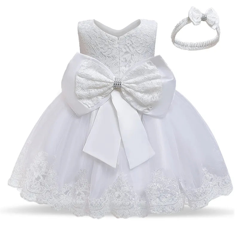 Baby Girl Lace Dresses Infant Flower Wedding Dress Elegant Princess Party Tutu Toddler Kid Birthday Baptism Formal Gala Clothing