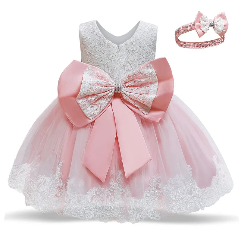Baby Girl Lace Dresses Infant Flower Wedding Dress Elegant Princess Party Tutu Toddler Kid Birthday Baptism Formal Gala Clothing
