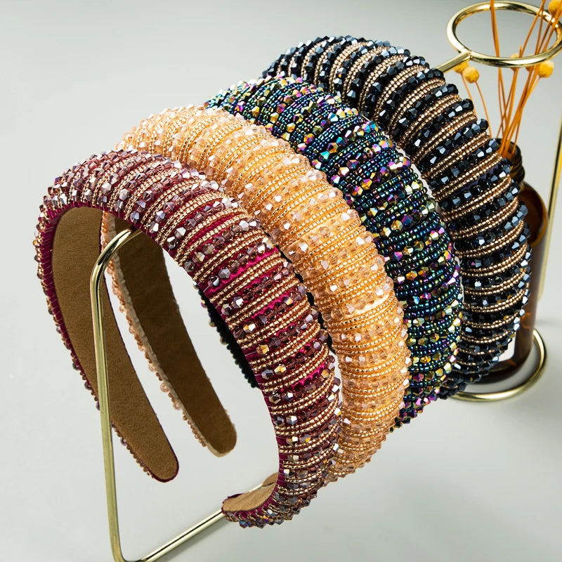 Handwoven Crystal Hair Bands From Europe And America, Women's Baroque Sponge Thickened Headband, Simple Hair Accessories