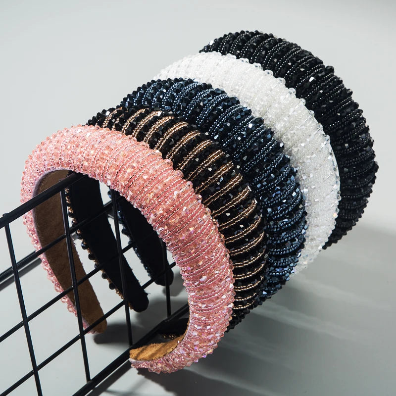 Handwoven Crystal Hair Bands From Europe And America, Women's Baroque Sponge Thickened Headband, Simple Hair Accessories