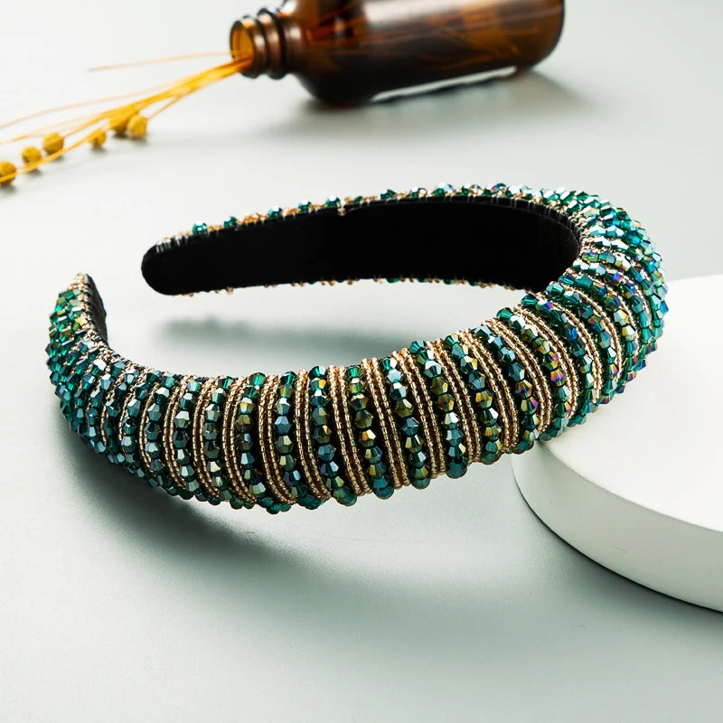 Handwoven Crystal Hair Bands From Europe And America, Women's Baroque Sponge Thickened Headband, Simple Hair Accessories