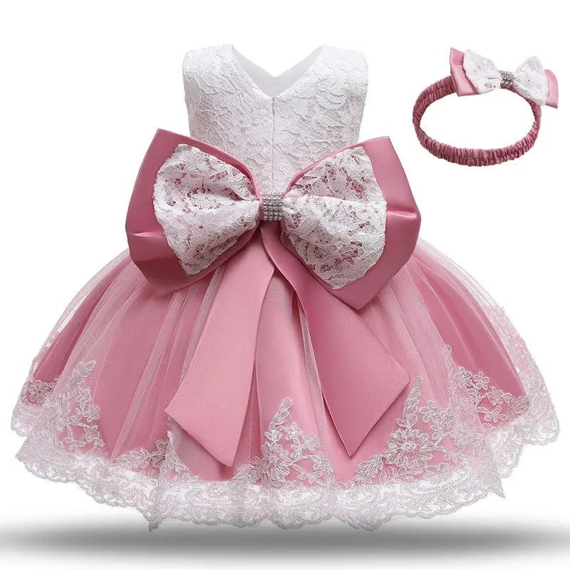 Baby Girl Lace Dresses Infant Flower Wedding Dress Elegant Princess Party Tutu Toddler Kid Birthday Baptism Formal Gala Clothing