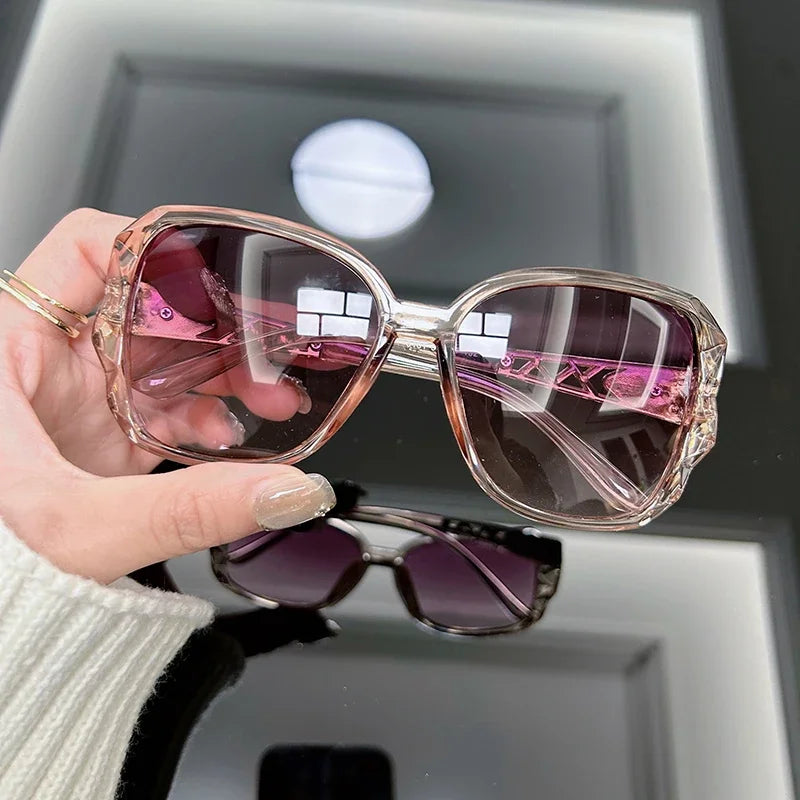 Vintage Oversized Sunglasses Women Brand Big Frame Retro Sun Glasses Female Fashion Shades Black Gradient