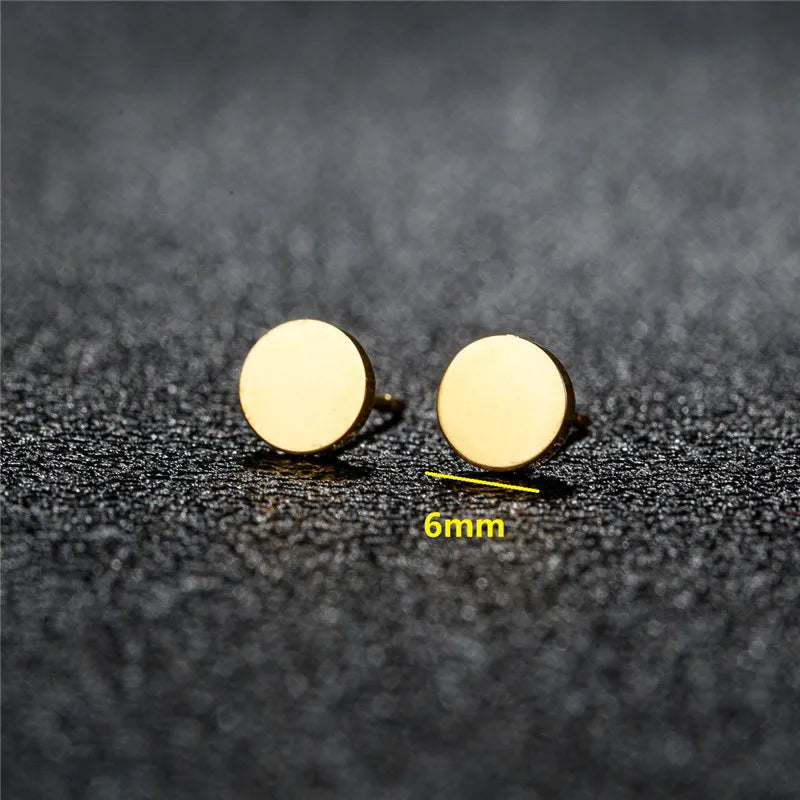 Tiny Stainless Steel Geometric Stud Earrings for Women Minimalist Round Star Moon Ear Studs Cross Heart Earings Punk Pendientes