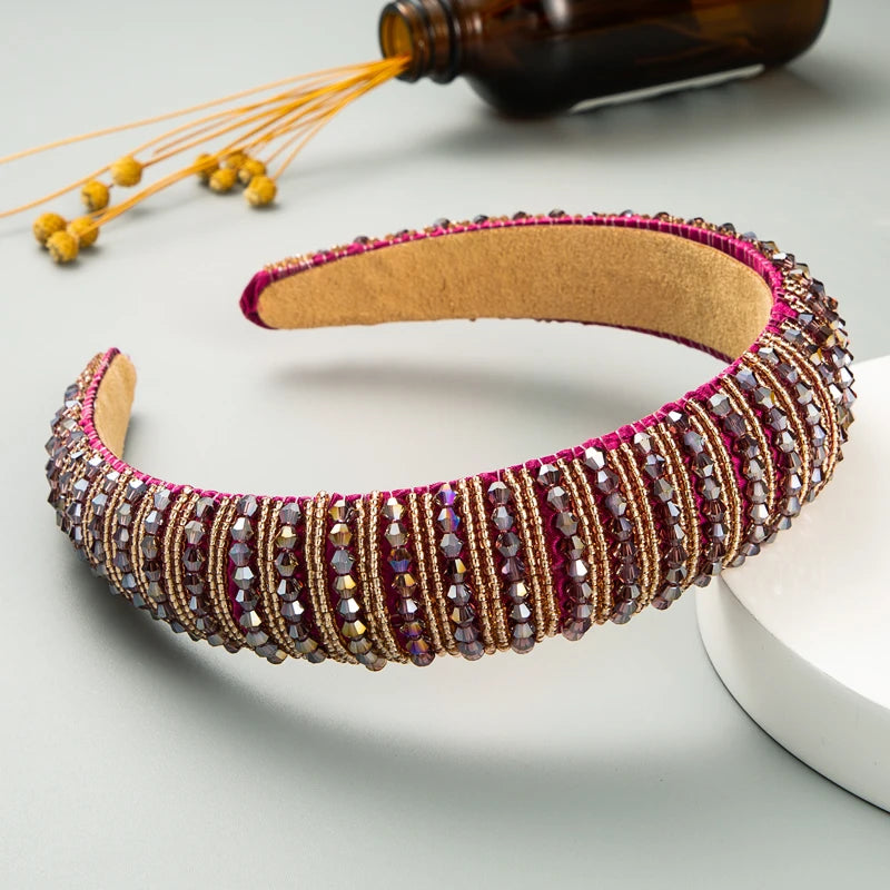 Handwoven Crystal Hair Bands From Europe And America, Women's Baroque Sponge Thickened Headband, Simple Hair Accessories