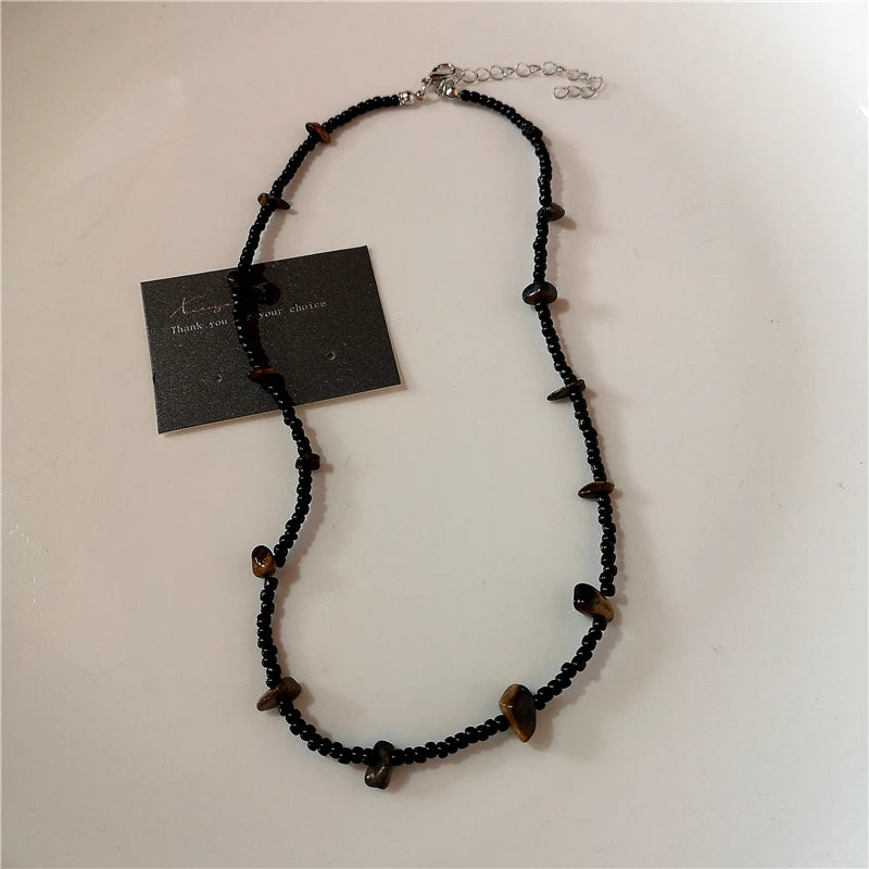 Fashion Retro Beaded Butterfly Metal Y2K Sun Star Opal Pendant Chain Choker Necklace For Women Bohemia Charm Jewelry Accessories