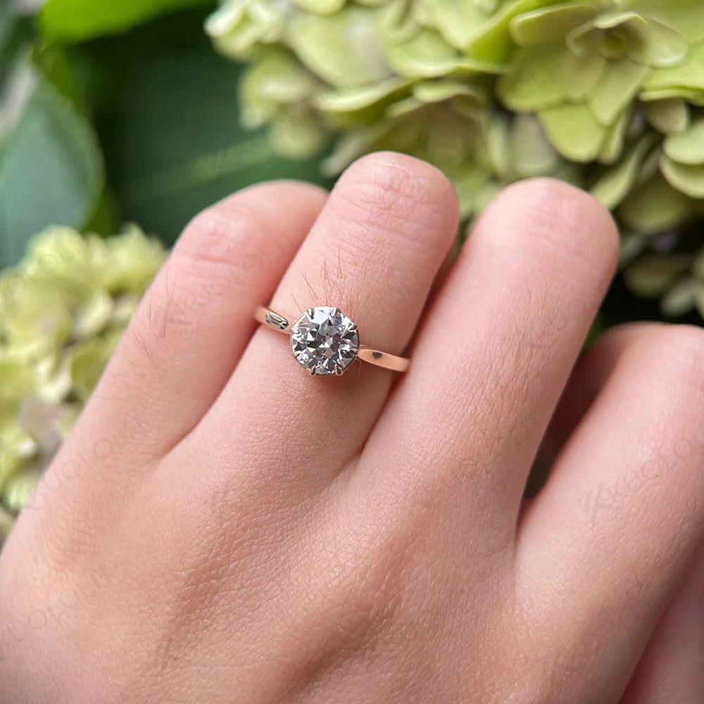 Kuololit 2CT OEC Moissanite 585 14K 10K Yellow Gold Rings for Women Solitaire Luxury Ring for Engagement Wedding Christmas Gifts