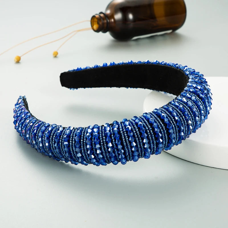 Handwoven Crystal Hair Bands From Europe And America, Women's Baroque Sponge Thickened Headband, Simple Hair Accessories
