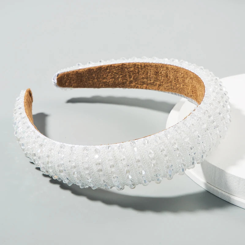 Handwoven Crystal Hair Bands From Europe And America, Women's Baroque Sponge Thickened Headband, Simple Hair Accessories